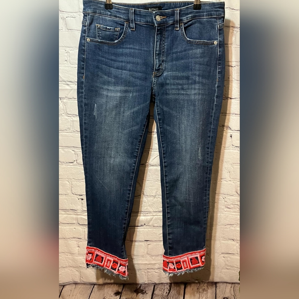 Buffalo David Bitton Dark Blue Ankle Jeans with Red Trim
